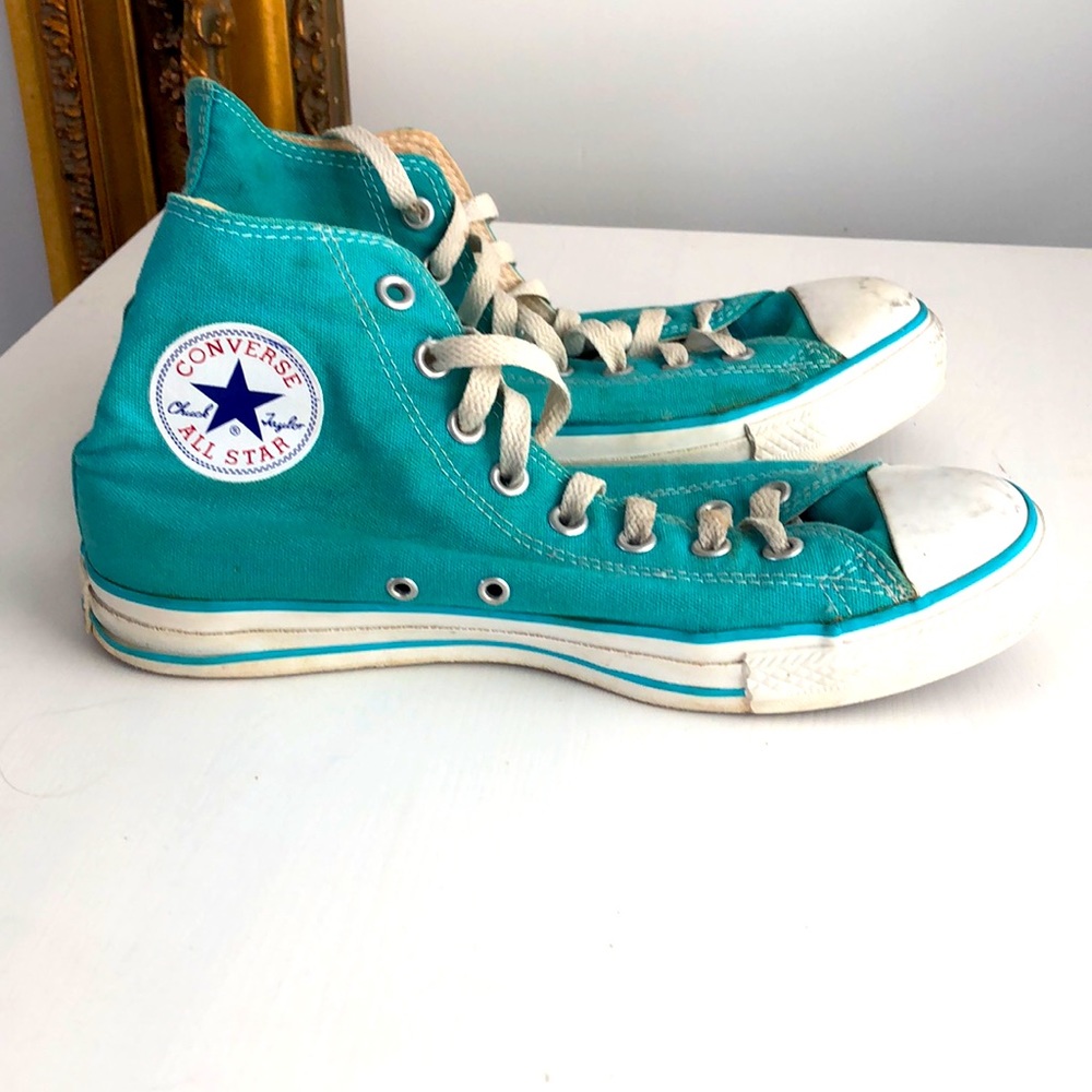 Teal blue converse hightop sneakers shoes men’s 8 women’s 10
